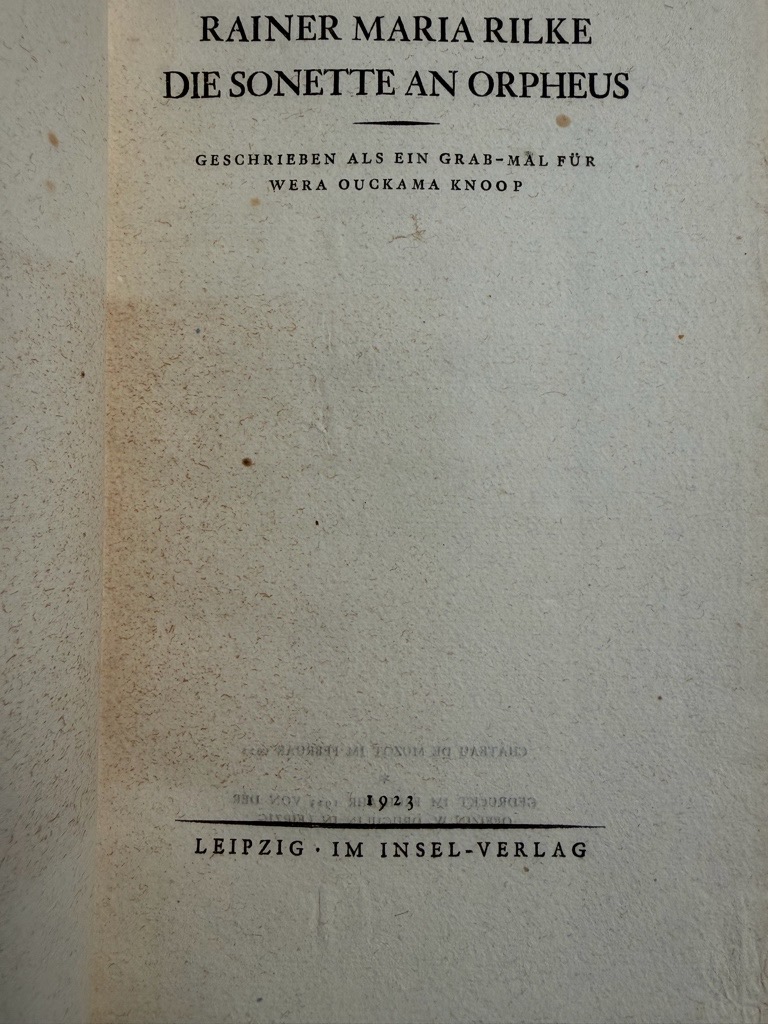 <b>Rilke, Rainer Maria.</b><br />Sonette an Orpheus. – Bild 4