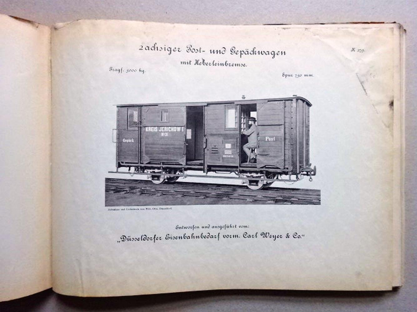 <b>Weyer und Co., Carl.</b><br />Eisenbahnwagen, Schmalspurige. Ausgeführt vom Düsseldorfer Eisenbahnbedarf vorm. Carl Weyer & Co. – Bild 5