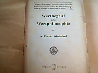 <b>Wiederhold, Konrad.</b><br />Wertbegriff und Wertphilosophie.