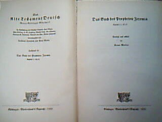 <b>Weiser, Artur.</b><br />Das Buch des Propheten Jeremia. Kapitel 1-25,13. übersetzt und erklärt von Artur Weiser.