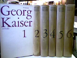 <b>Kaiser, Georg.</b><br />Werke in 6 Bänden. Bände 1- 3 Stücke; Band 4 Filme, Romane, Erzählungen, Aufsätze, Gedichte; Band 5 Stücke; Band 6 Stücke, Fragmente, Zeittafel, Bibliographie.