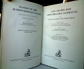 <p class="headtitle">Schmid-Stählin</p><b>Schmid, Wilhelm.</b><br />Geschichte der griechischen Literatur.