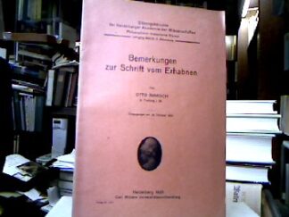 <b>Immisch, Otto.</b><br />Bemerkungen zur Schrift vom Erhabnen.