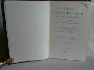 <b>Bosanquet, Bernard.</b><br />A Companion to Plato`s Republic for English Readers.