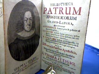 <b>Ittig [Ed.], Thomas.</b><br />Bibliotheca Patrum apostolicorum Graeco-Latina, qua continentur I. S. Clementis Romani prior & posterior ad Corinthios epistola, II. S. Ignatii epistolae septem genuinae, quibus ejusdem interpolatae & spuriae epistolae, nec non acta Ignatiani martyrii accedunt, III. S. Polycarpi epistola ad Philippenses, cui praeter fragmenta Polycarpi ecclesiae Smyrnensis de Polycarpi martyrio epistola integra adjungitur. Praemissa est dissertatio de patribus apostolicis, seu scriptoribus ecclesiasticis, qui apostolorum comites & discipuli fuisse perhibentur autore L. Thoma Ittigio