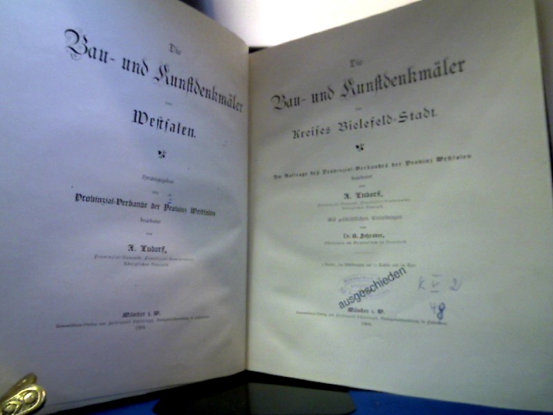 <b>Ludorff (Bearb.), A.</b><br />Die Bau- und Kunstdenkmäler des Kreises Bielefeld-Stadt und Land. 2 Bände in 1 Band.