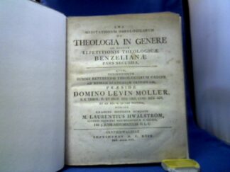 <b>Hwalström, Laurentius und Lewin Möller.</b><br />Meditationum theologicarum de theologia in genere ad ductum repetitionis theologicae Benzelianae pars secunda.