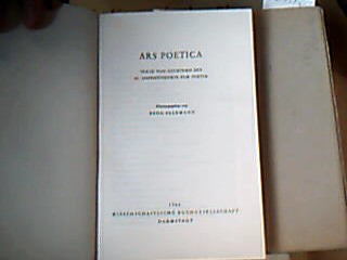<p class="headtitle">Ars Poetica</p><b>Allemann, Beda.</b><br />Ars Poetica. Texte von Dichtern des 20. Jahrhunderts zur Poetik.