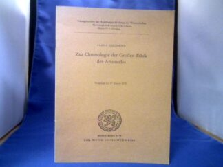 <b>Dirlmeier, Franz.</b><br />Zur Chronologie der Großen Ethik des Aristoteles. Vorgelegt am 17. Jan. 1970.
