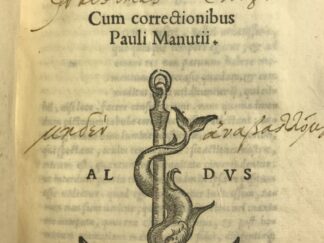 <p class="headtitle">Aldine</p><b>Cicero, Marcus Tullius und Aldus (ed.).</b><br />M. Tullii Ciceronis Orationum Pars II. Cum correctionibus Pauli Manutii.