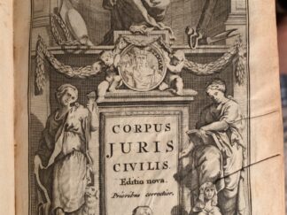 <p class="headtitle">Corpus Juris Civilis</p><b></b><br />Corporis ivris civilis tomvs ..; T. 1: Tomvs Primvs, Quo continentur Institvtionvm Libri Qvatvor, Et Digestorvm sive Pandectarvm Libri Qvinqvaginta ..; T. 2: Tomvs secvndvs, Quo continentur D. Ivstiniani Codicis, libri Xii. Avthenticae Dev Novellae Constitvtiones CLXVIII. Edicta XIII. Et Constitvtiones, Aliqvot ejusden Imperatoris, nec non Iustini & Tiberil ex libro Iuliani antecessoris. Leonis Imperatoris Novellae CXIII. Constitvtiones Imperatoriae juris Orientalis. Canones Apostolorvm. Consetvdines Fevdorvm. Consetvdines Friderici II. Extravagantes. De Pace Constantiae liber. [corpus juris civilis]