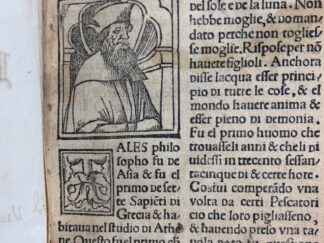 <b>Diogenes Laertius.</b><br />Vite de philosophi moralissime. Et delle loro elegantissime sententie. Estratte da Laertio: & altri antichissimi auttori: historiate: & di nouo corrette in lingua tosca