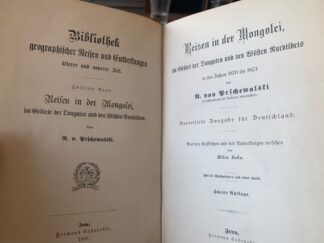 <b>Prschewalski, R. v. und Albin Kohn (Übers.).</b><br />Reisen in der Mongolei im Gebiet des Tanguten und dem Wüsten Nordtibets in den Jahren 1870 bis 1873.