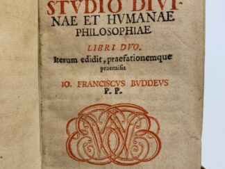 <b>Pico della Mirandola, Giovanni, Johann Franz Buddeus und Hermann Conring.</b><br />Jo. Francisci Pici Mirandulae de Studio Divinae Et Humanae Philosophiae Libri Duo / Iterum edidit, praefationemque praemisit Jo. Franciscus Buddeus P. P. Angeb: Conringiana Epistolica : Sive Animadversiones Variae Ervditionis Ex B. Hermanni Conringii Epistolis Miscellaneis Nondvm Editis Libatae ; Cvra Christophori Henrici Ritmeieri P. P.