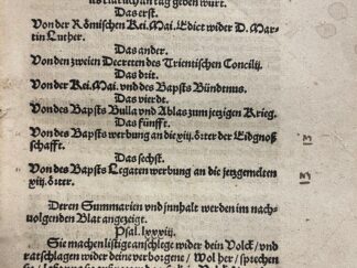<p class="headtitle">In keiner Bibliothek oder Bibliographie verzeichnet.</p><b></b><br />Ettlichen Büchlin dar-innen der recht grund der jetzige Kriegs empörung mit Christlicher erinnerung des alles klarlich an tag geben würt.