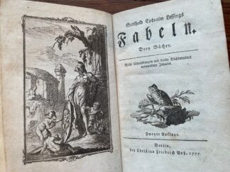 <b>Lessing, Gotthold Ephraim.</b><br />Fabeln - Drey Bücher. Nebst Abhandlungen mit dieser Dichtungsart verwandten Inhalts.