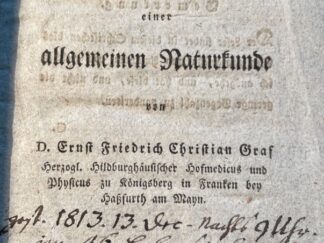 <b>Graf, Ernst Friedrich Christian.</b><br />Grundlage zu einem unerschütterlichen Bau einer allgemeinen Naturkunde