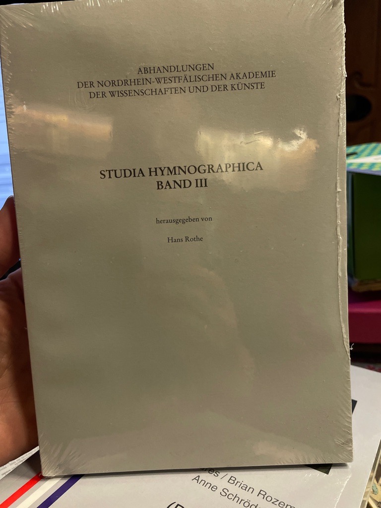 <b>Rothe, Hans (Herausgeber).</b><br />Studia hymnographica; Teil: Band 3.