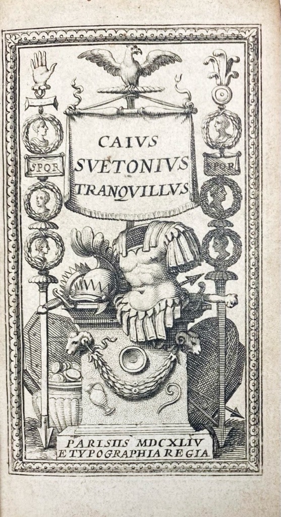 <b>Suetonius Tranquillus, Gaius.</b><br />Opera. Vitae XUU (duodecim) Caesarum. De illustribus grammaticis liber. De Claris rhetoribus liber. Horatii vita. Plinii vita. – Bild 2