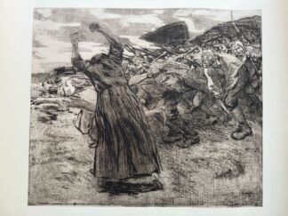 <b>Kollwitz, Käthe.</b><br />Losbruch. Originalradierung aus dem Zyklus Bauernkrieg von 1902/03. Blatt 5 aus dem Zyklus `Bauernkrieg`. Radierung auf gelblichem Kupferdruckkarton.
