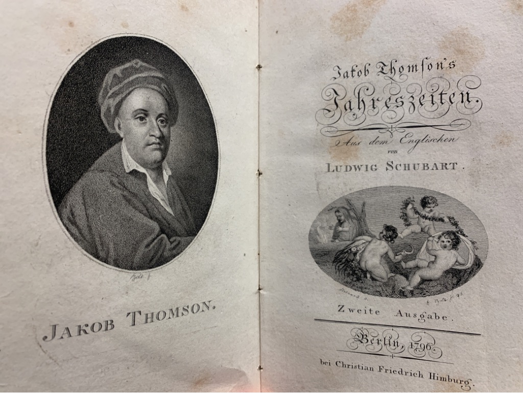 <b>Thomson, Jakob.</b><br />THOMSONs Jahreszeiten. Aus dem Englischen v. Ludwig SCHUBART.